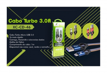 Cabo Reforçado Carregador Dados Flat 3.0 Turbo - Microusb V8 - Verde