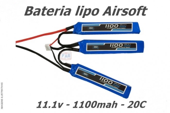 Bateria De Lipo Airsoft 3s 11.1v 1100mah 20c Leão Nano Gens