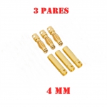 3 Pares de Conector Plug Bullet Gold 4mm