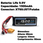 Bateria Life 2s 6.6v 1500mah 25c Plug Futaba/jst/xt60